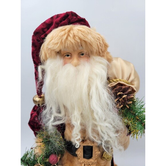 Large Santa figure or tree topper 21" Old world style gold & dark red - Picture 2 of 12